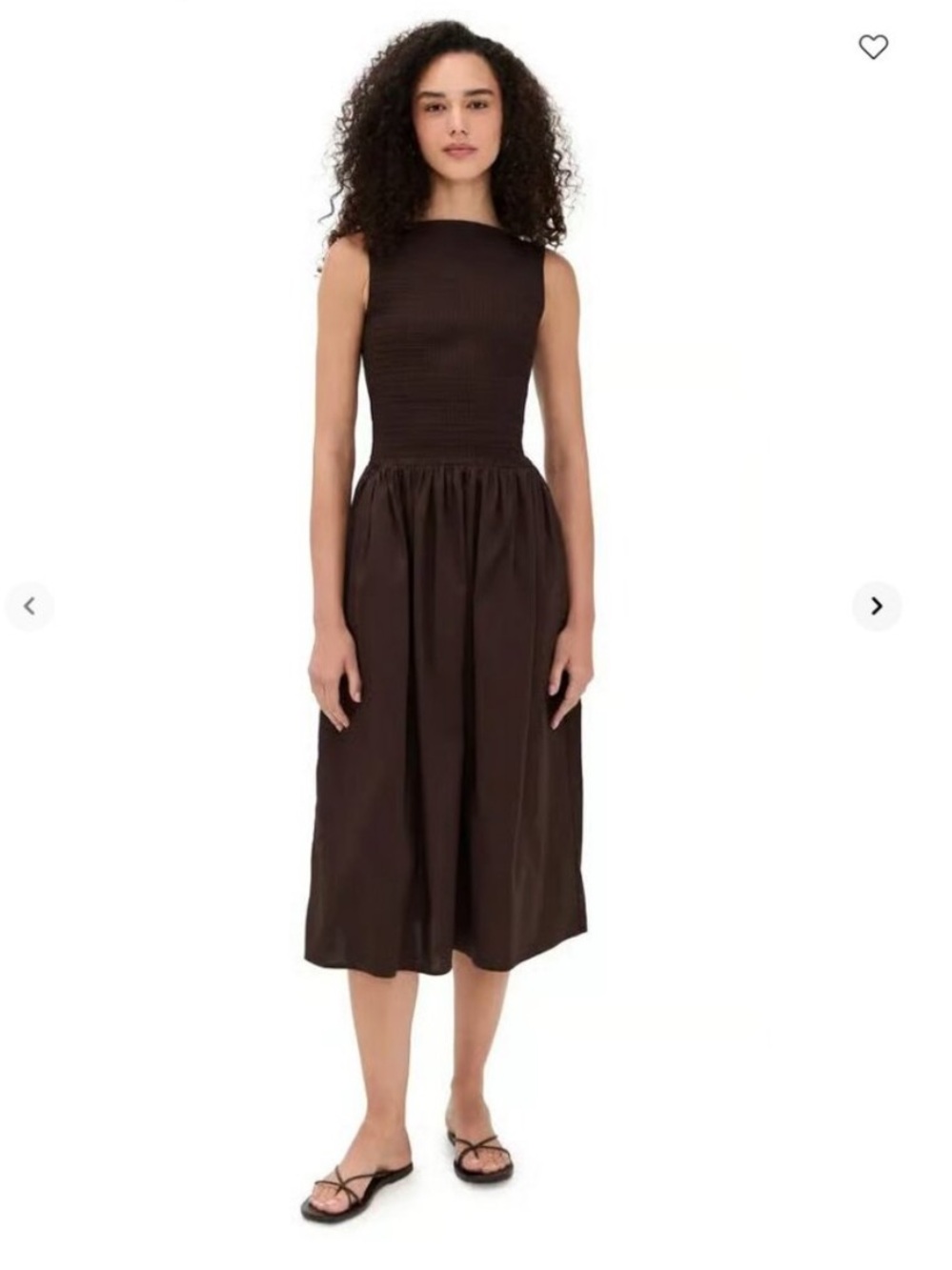 WAYF Chocolate Brown Sleeveless Midi Dress